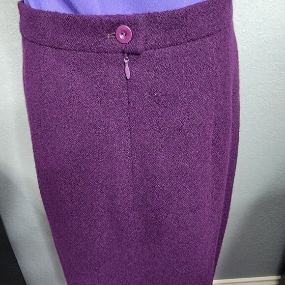 ESCADA Skirt 38 Wool Angora Blend Boucle US M Pencil Skirt Classic Purple Luxury - Picture 6 of 16